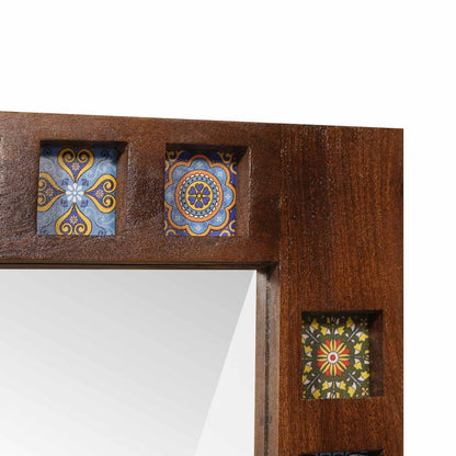 Specchio da bagno Noce 50 x 70 x 2,5 cm Legno di mango massello