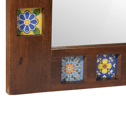 Specchio da bagno Noce 50 x 70 x 2,5 cm Legno di mango massello