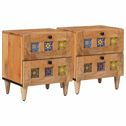 Armadio da Notte con cassetto 2 pcs Naturale 40 x 33,5 x 46 cm
