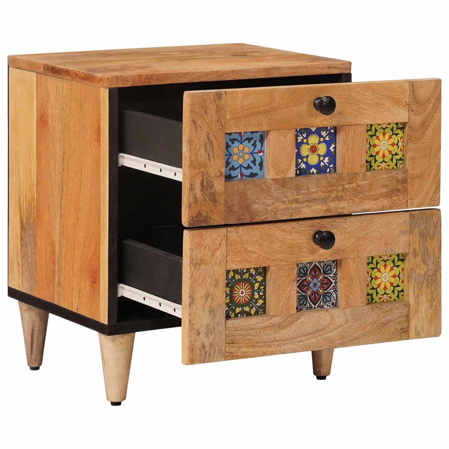 Armadio da Notte con cassetto 2 pcs Naturale 40 x 33,5 x 46 cm