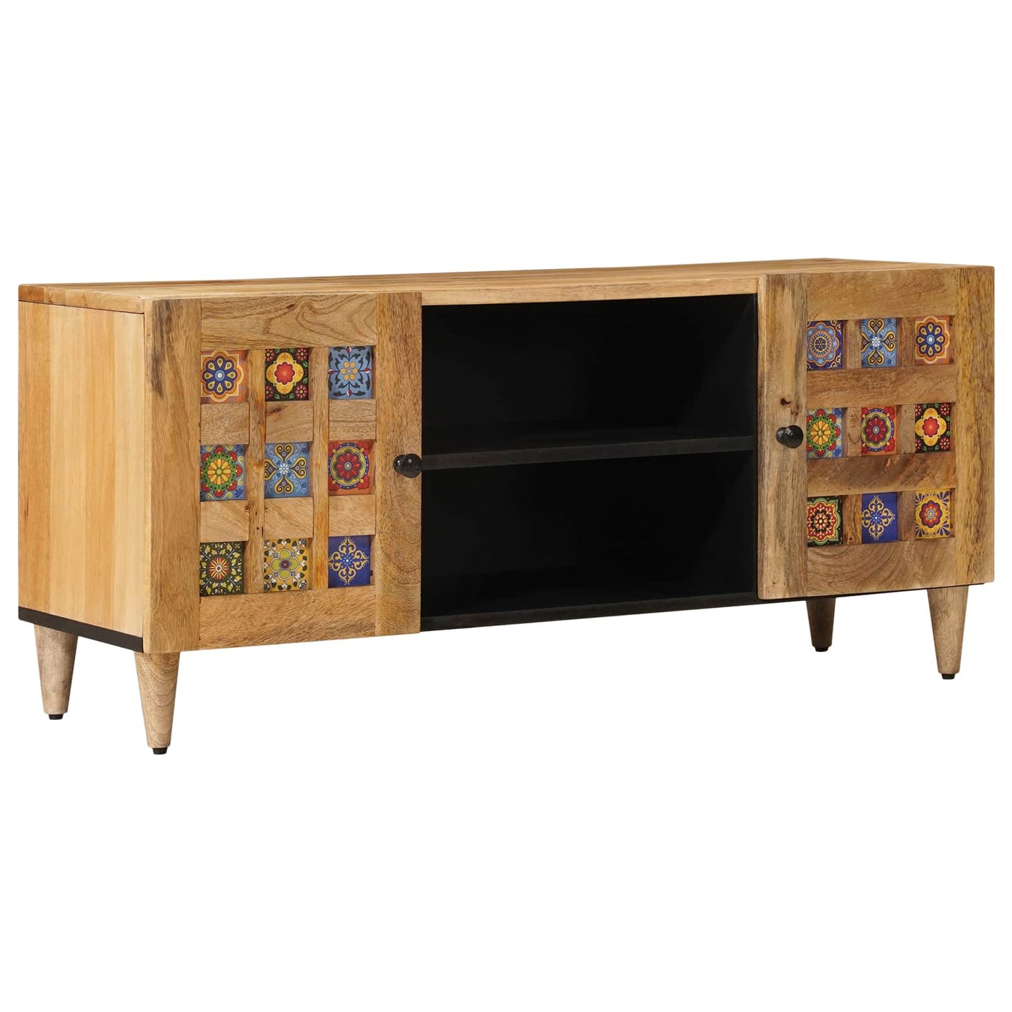 Mobile TV Naturale 105 x 33,5 x 46 cm Legno di mango massello