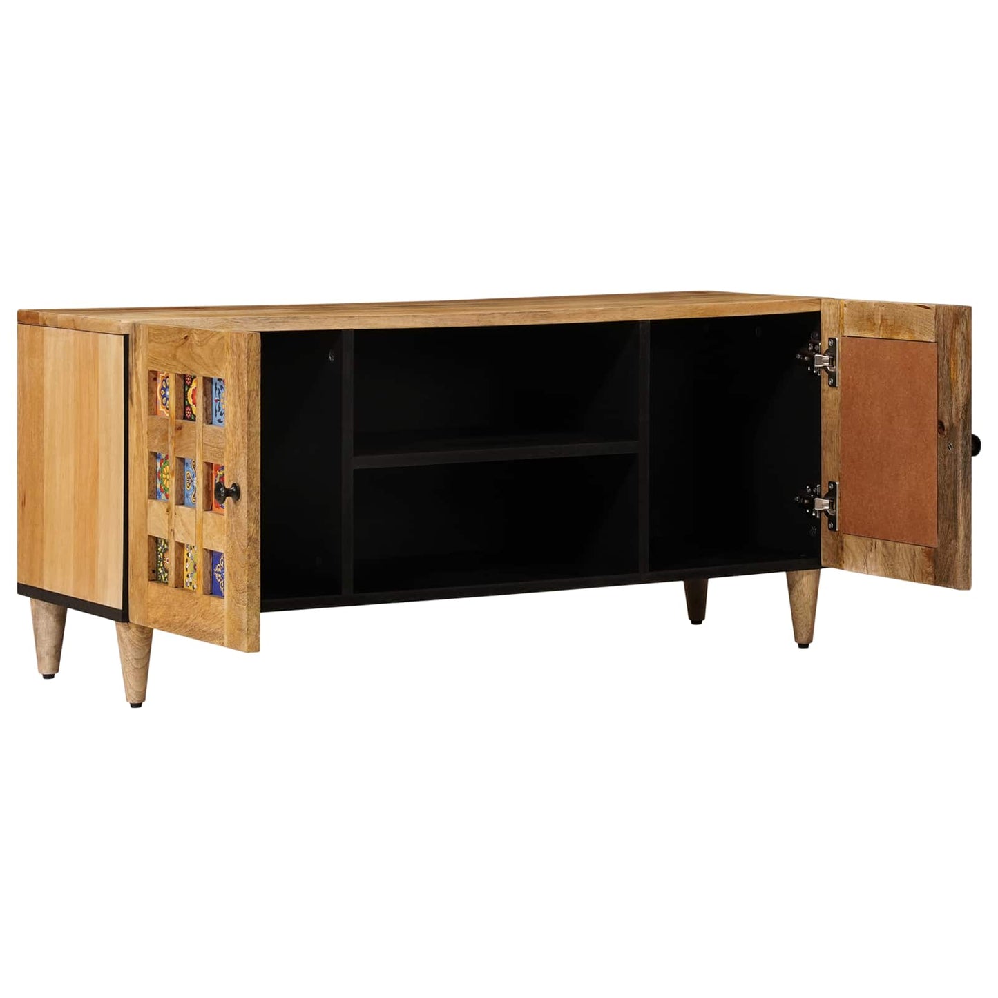 Mobile TV Naturale 105 x 33,5 x 46 cm Legno di mango massello