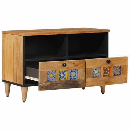 Mobile TV Naturale 70 x 33 x 46 cm Legno di mango massello