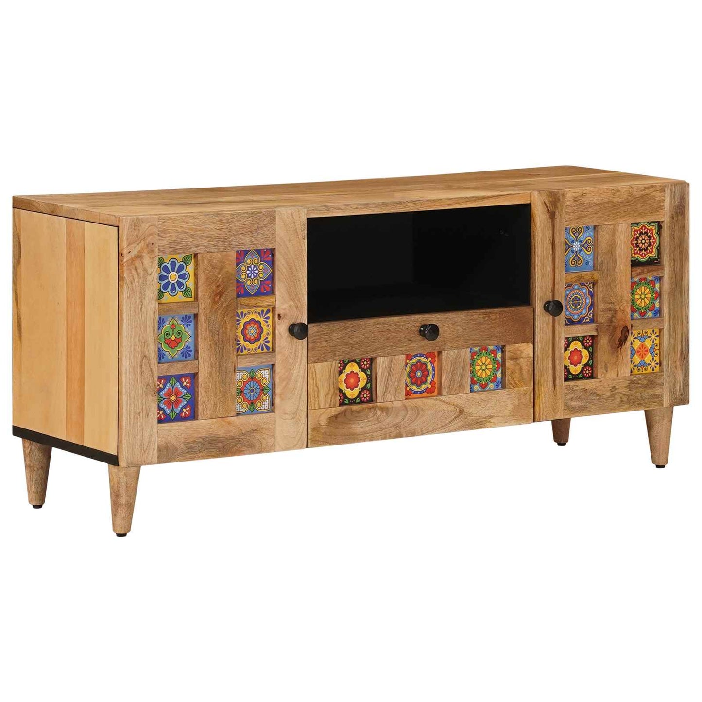 Mobile TV Naturale 105 x 33,5 x 46 cm Legno di mango massello
