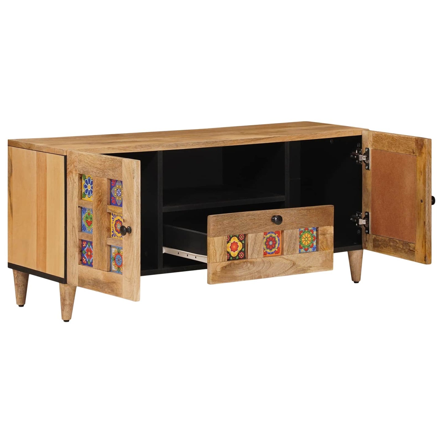 Mobile TV Naturale 105 x 33,5 x 46 cm Legno di mango massello
