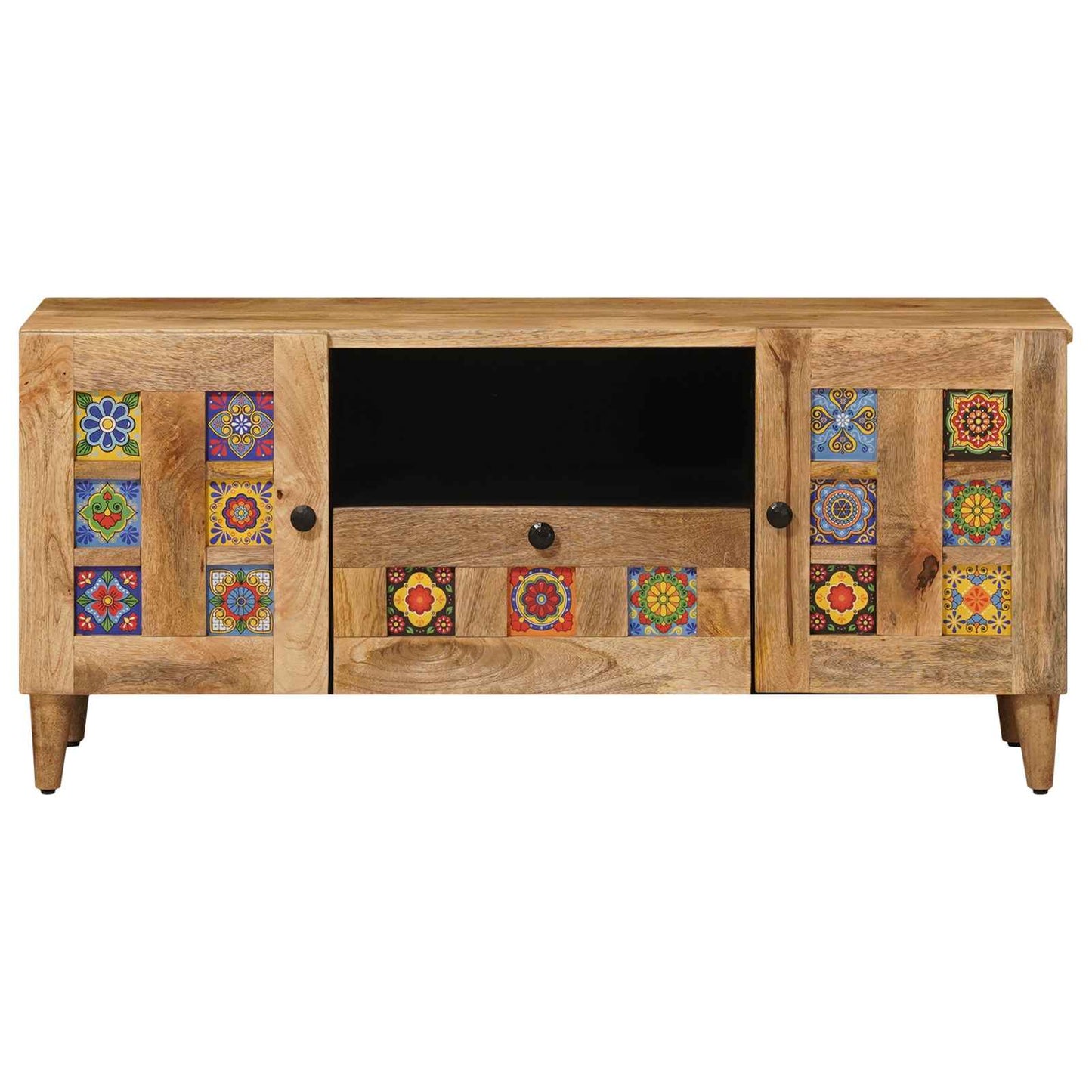 Mobile TV Naturale 105 x 33,5 x 46 cm Legno di mango massello