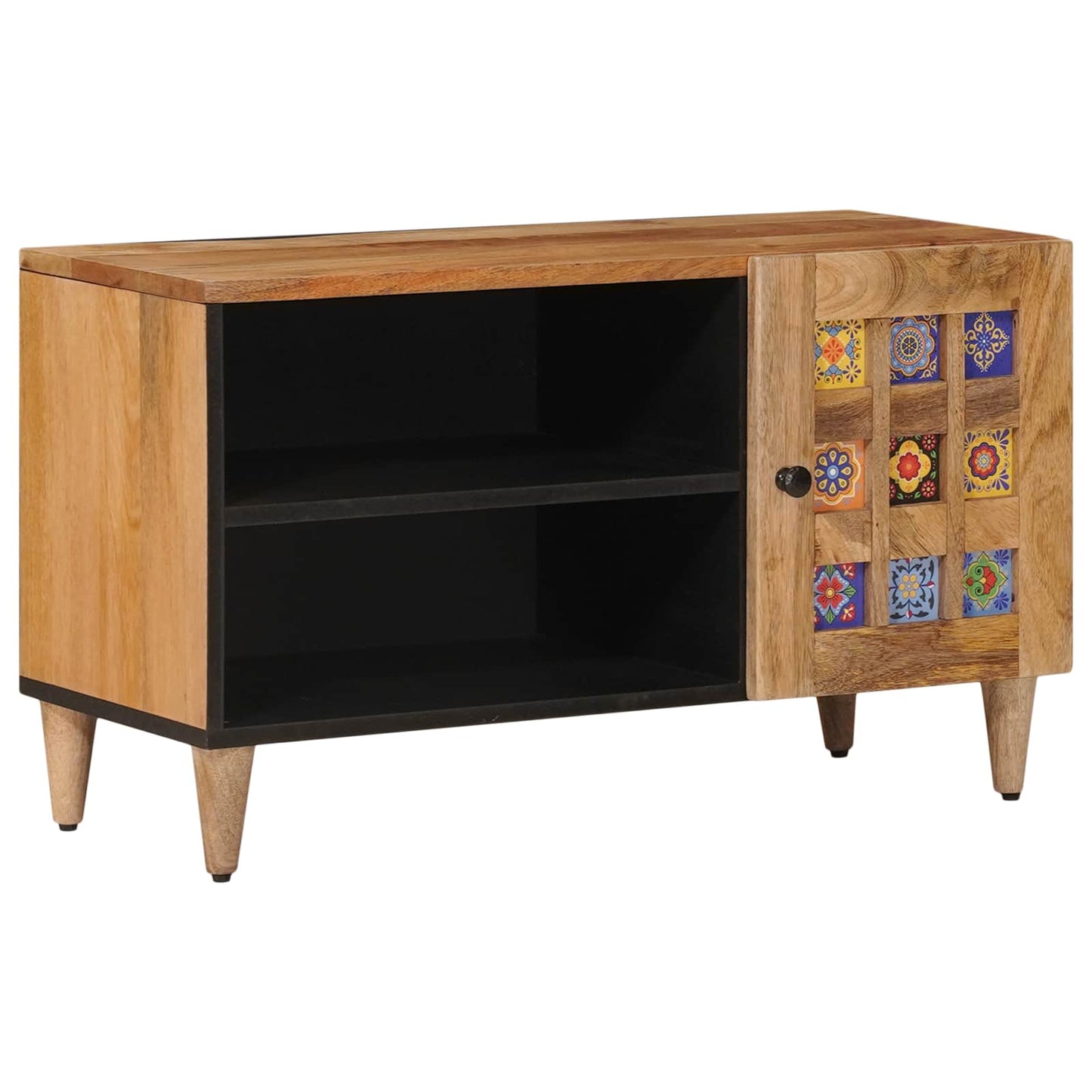 Mobile TV Naturale 80 x 31,5 x 46 cm Legno di mango massello