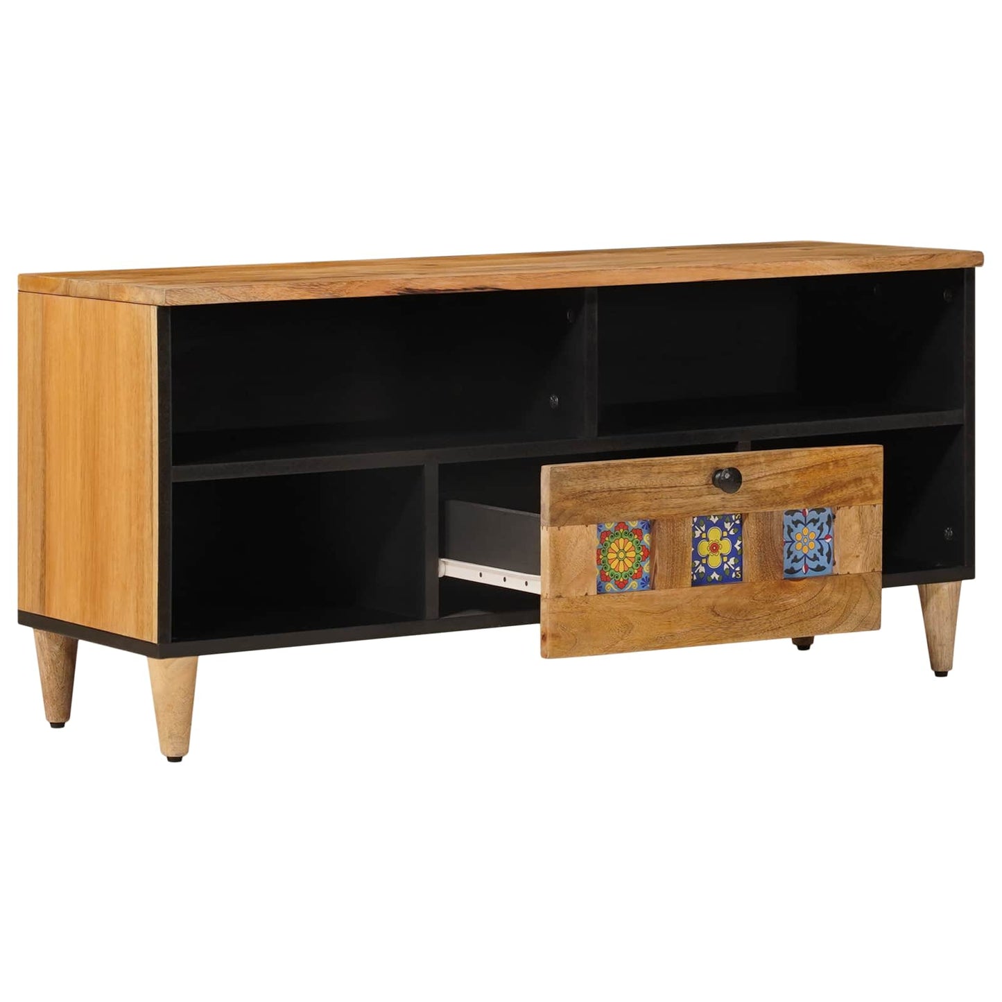 Mobile TV Naturale 100 x 33,5 x 46 cm Legno di mango massello