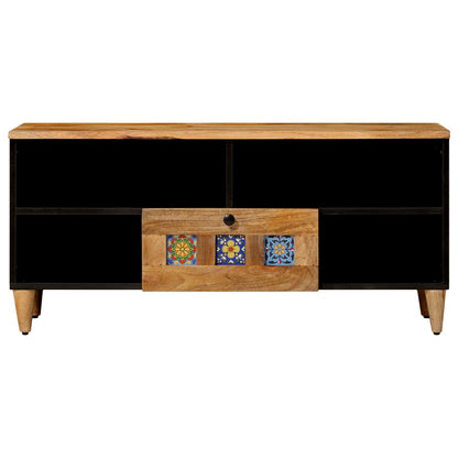 Mobile TV Naturale 100 x 33,5 x 46 cm Legno di mango massello