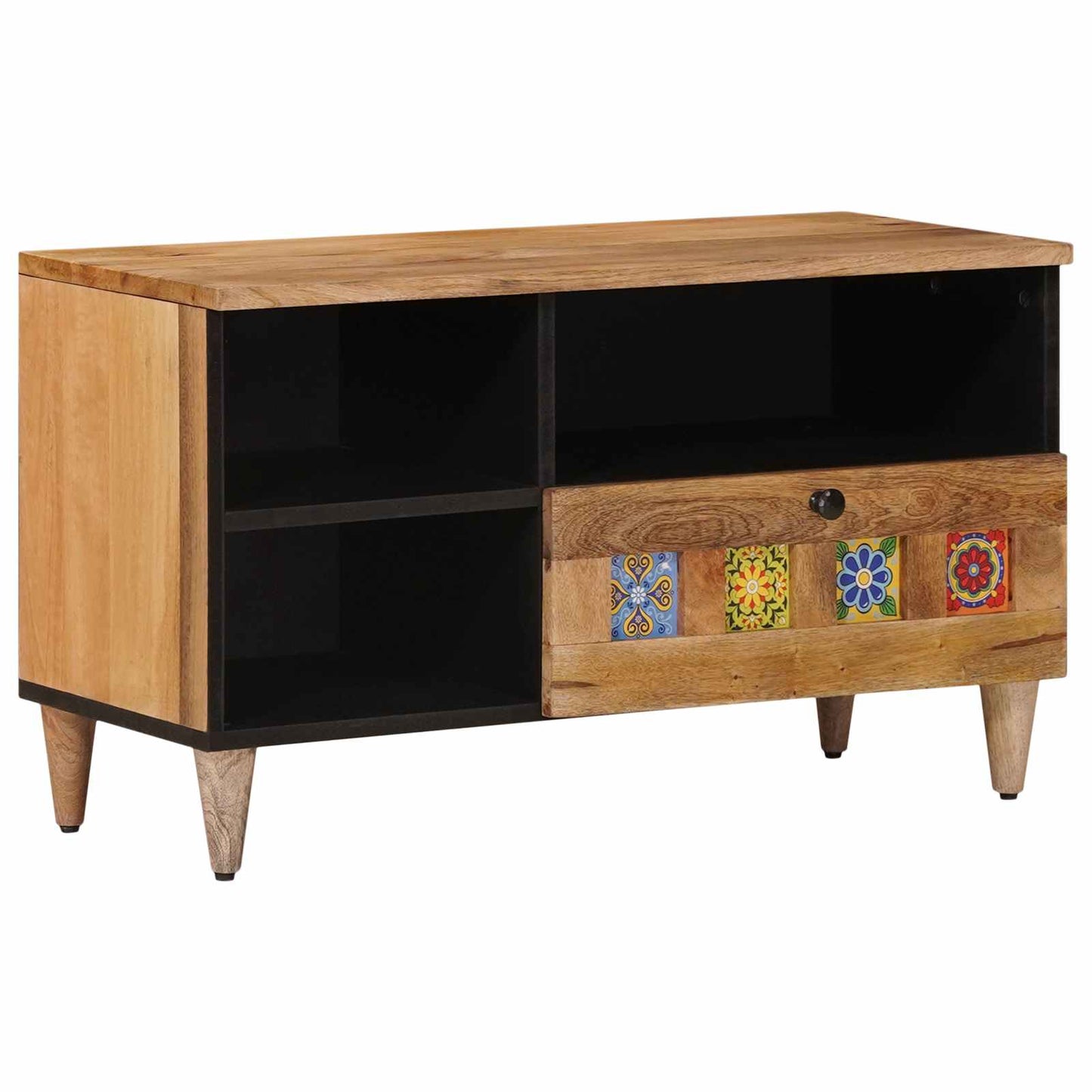 Mobile TV Naturale 80 x 33,5 x 46 cm Legno di mango massello