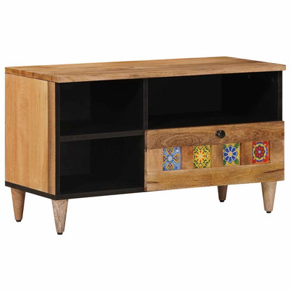 Mobile TV Naturale 80 x 33,5 x 46 cm Legno di mango massello