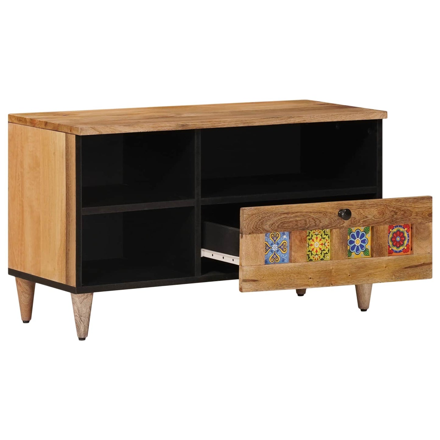 Mobile TV Naturale 80 x 33,5 x 46 cm Legno di mango massello