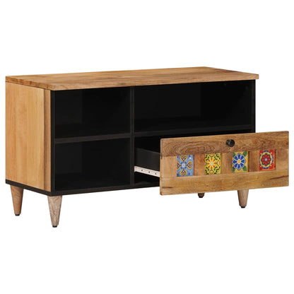 Mobile TV Naturale 80 x 33,5 x 46 cm Legno di mango massello