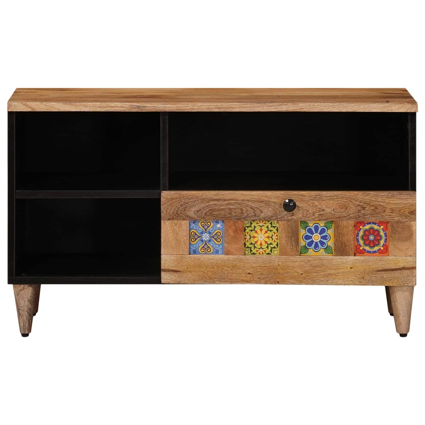 Mobile TV Naturale 80 x 33,5 x 46 cm Legno di mango massello