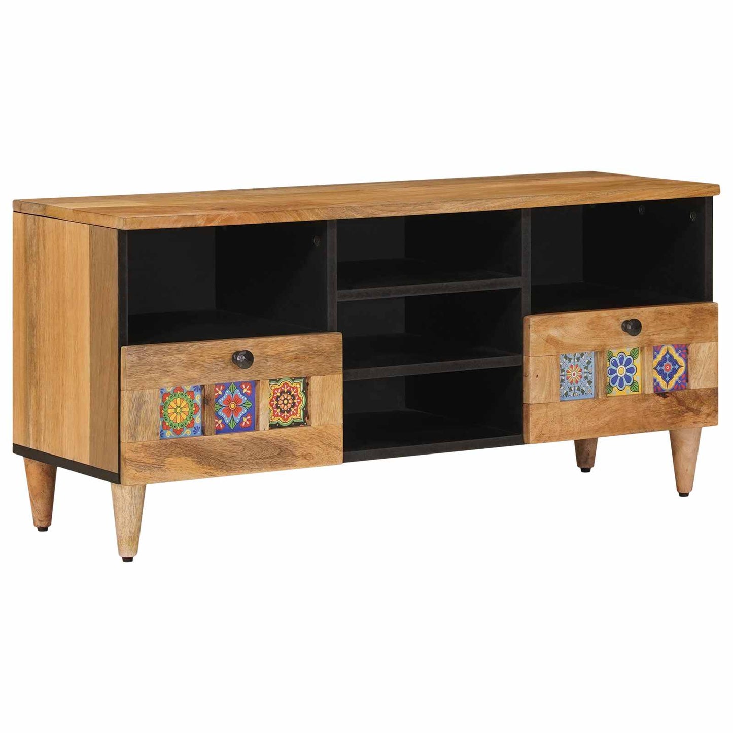 Mobile TV Naturale 100 x 33,5 x 46 cm Legno di mango massello