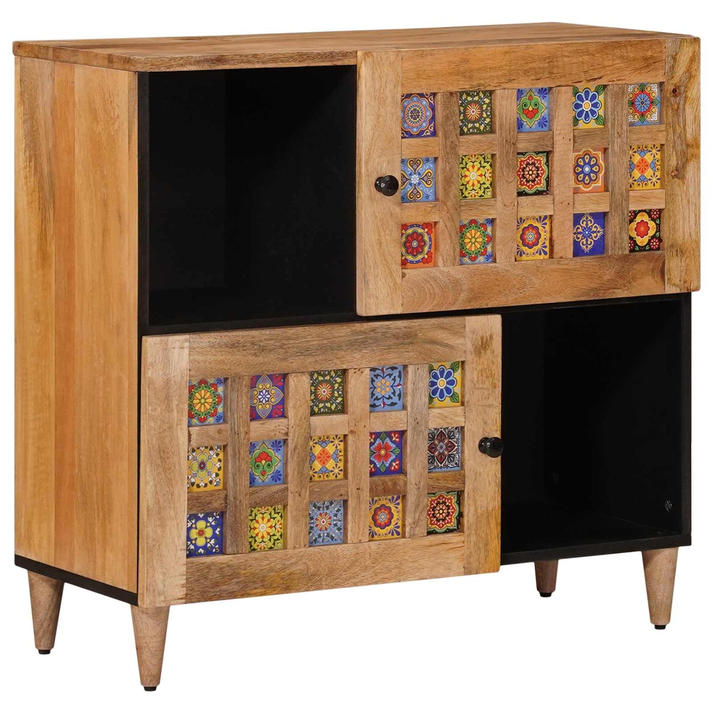 Credenza Naturale 80 x 33,5 x 75 cm Legno di mango massello