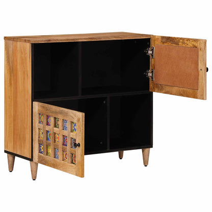 Credenza Naturale 80 x 33,5 x 75 cm Legno di mango massello