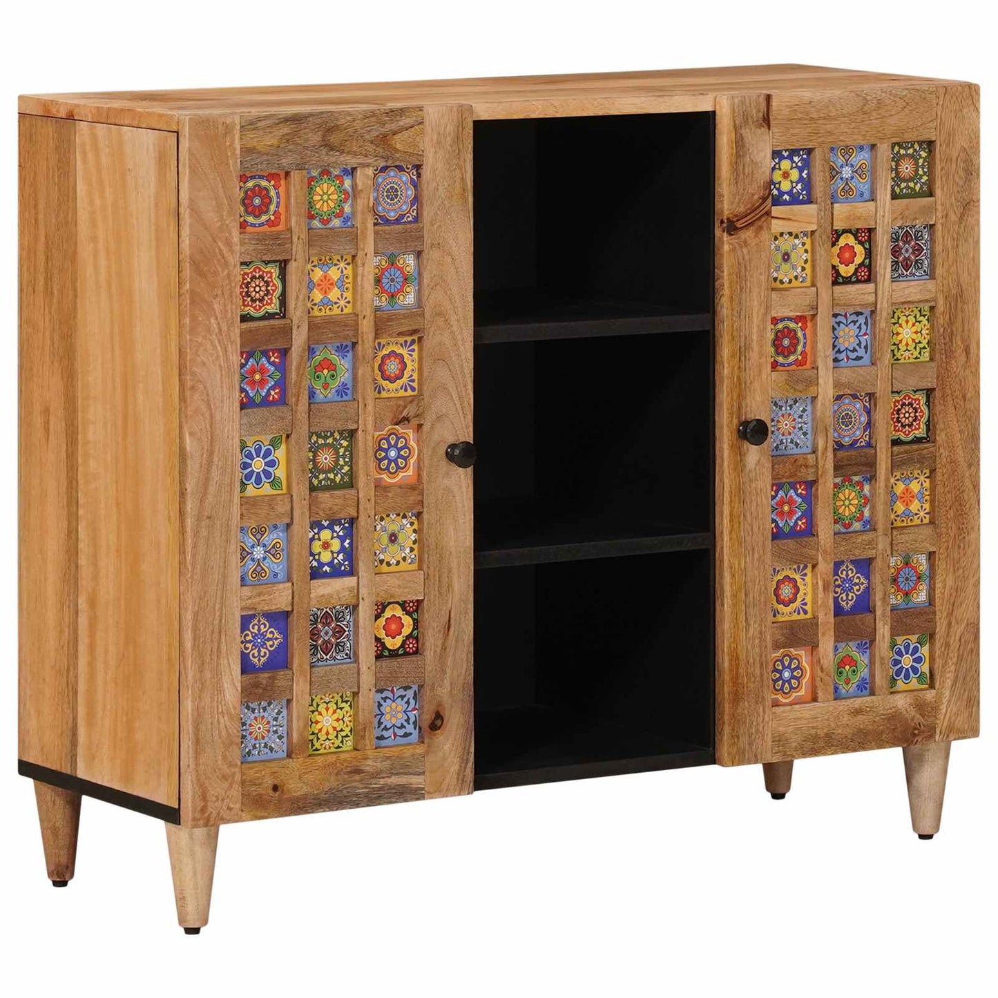 Credenza Naturale 90 x 33,5 x 75 cm Legno di mango massello