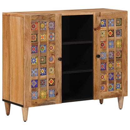 Credenza Naturale 90 x 33,5 x 75 cm Legno di mango massello