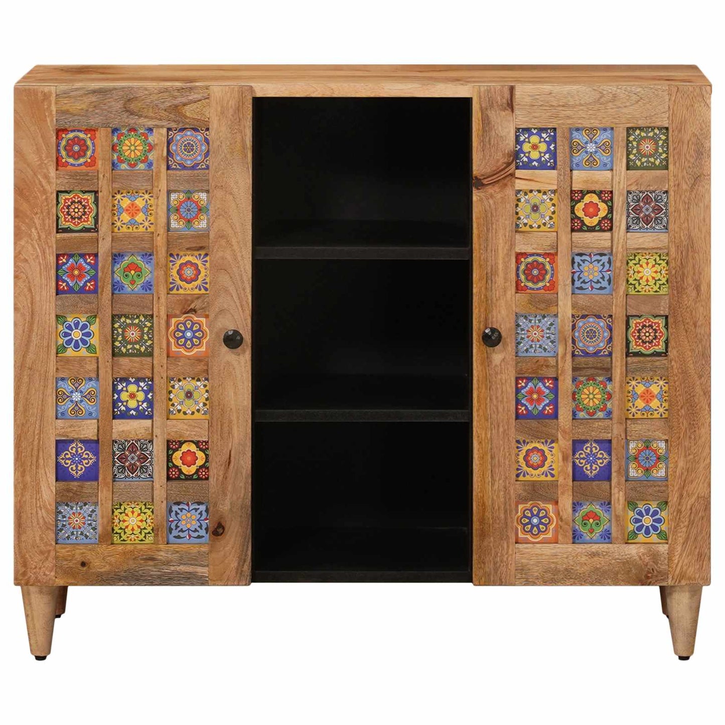 Credenza Naturale 90 x 33,5 x 75 cm Legno di mango massello