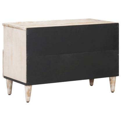 Mobile TV Bianco 70 x 33,5 x 46 cm Legno di mango massello