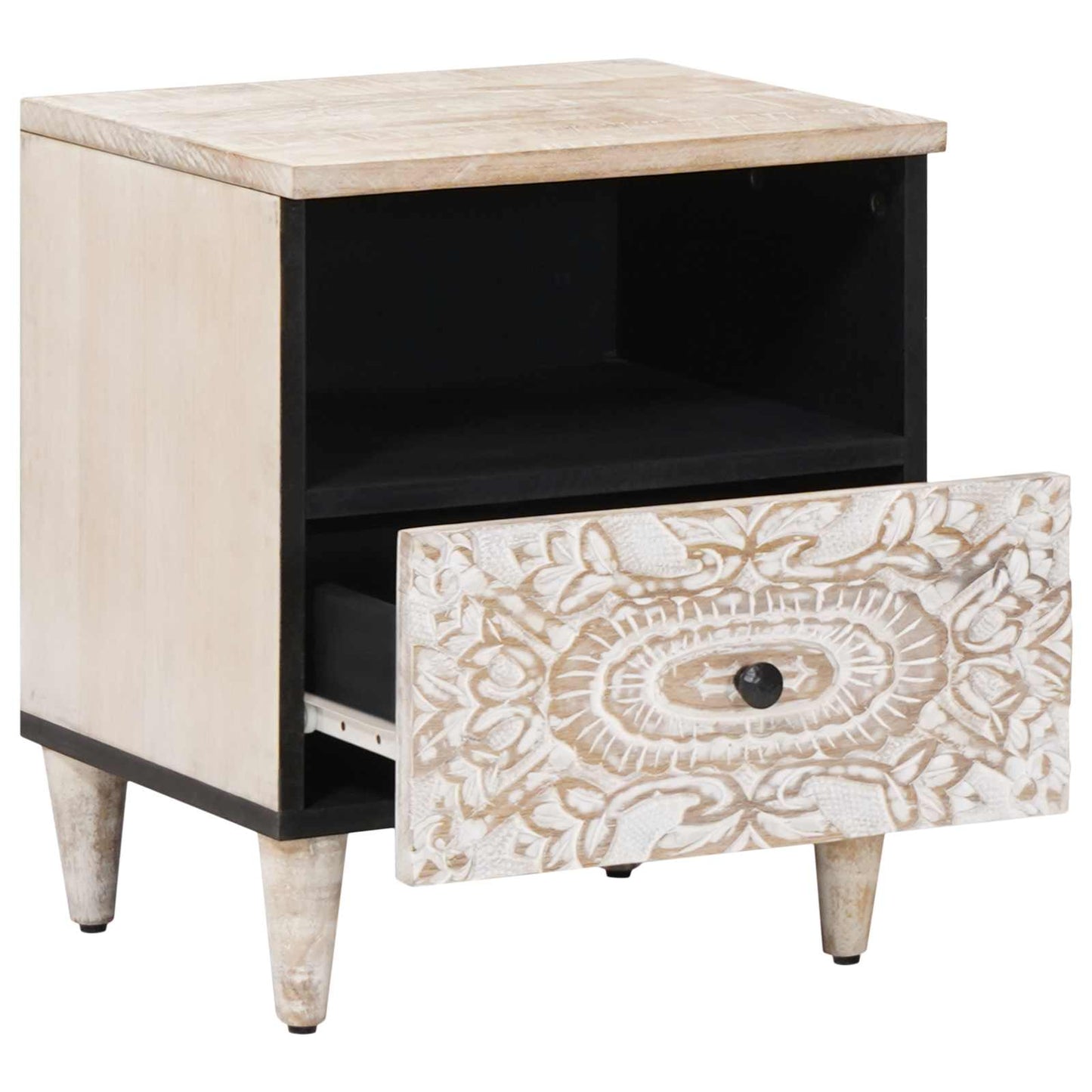 Mobiletto da Letto con cassetto Bianco 40 x 33 x 46 cm
