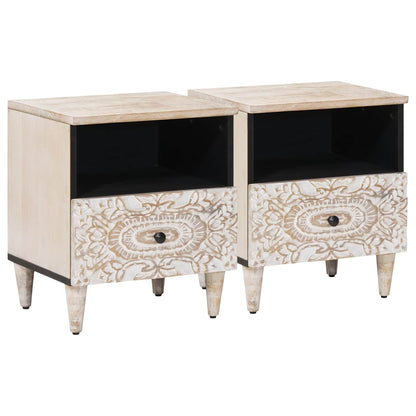 Mobiletto da Letto con cassetto 2 pcs Bianco 40 x 33 x 46 cm