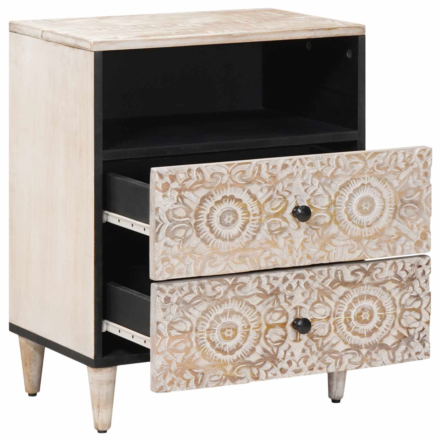 Mobiletto da Letto con cassetto Bianco 50 x 33 x 60 cm