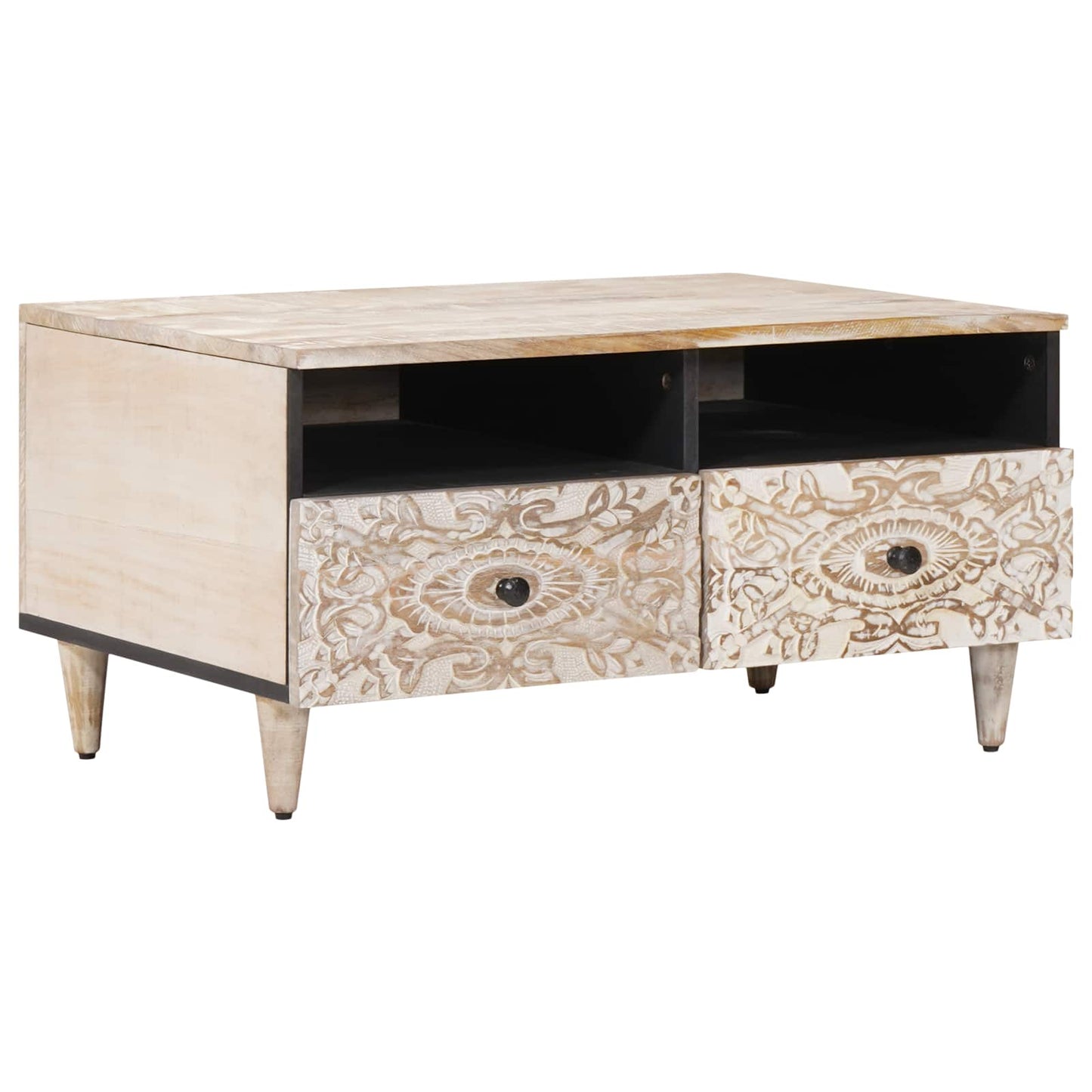 Tavolino da salotto con cassetto Bianco 80 x 54 x 40 cm