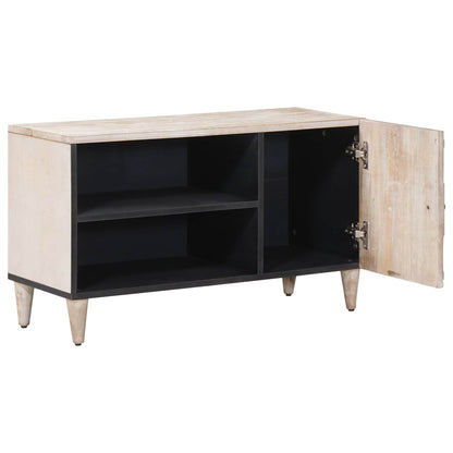 Mobile TV Bianco 80 x 31,5 x 46 cm Legno di mango massello