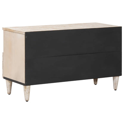 Mobile TV Bianco 80 x 33,5 x 46 cm Legno di mango massello