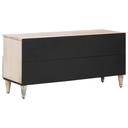 Mobile TV Bianco 100 x 33,5 x 46 cm Legno di mango massello