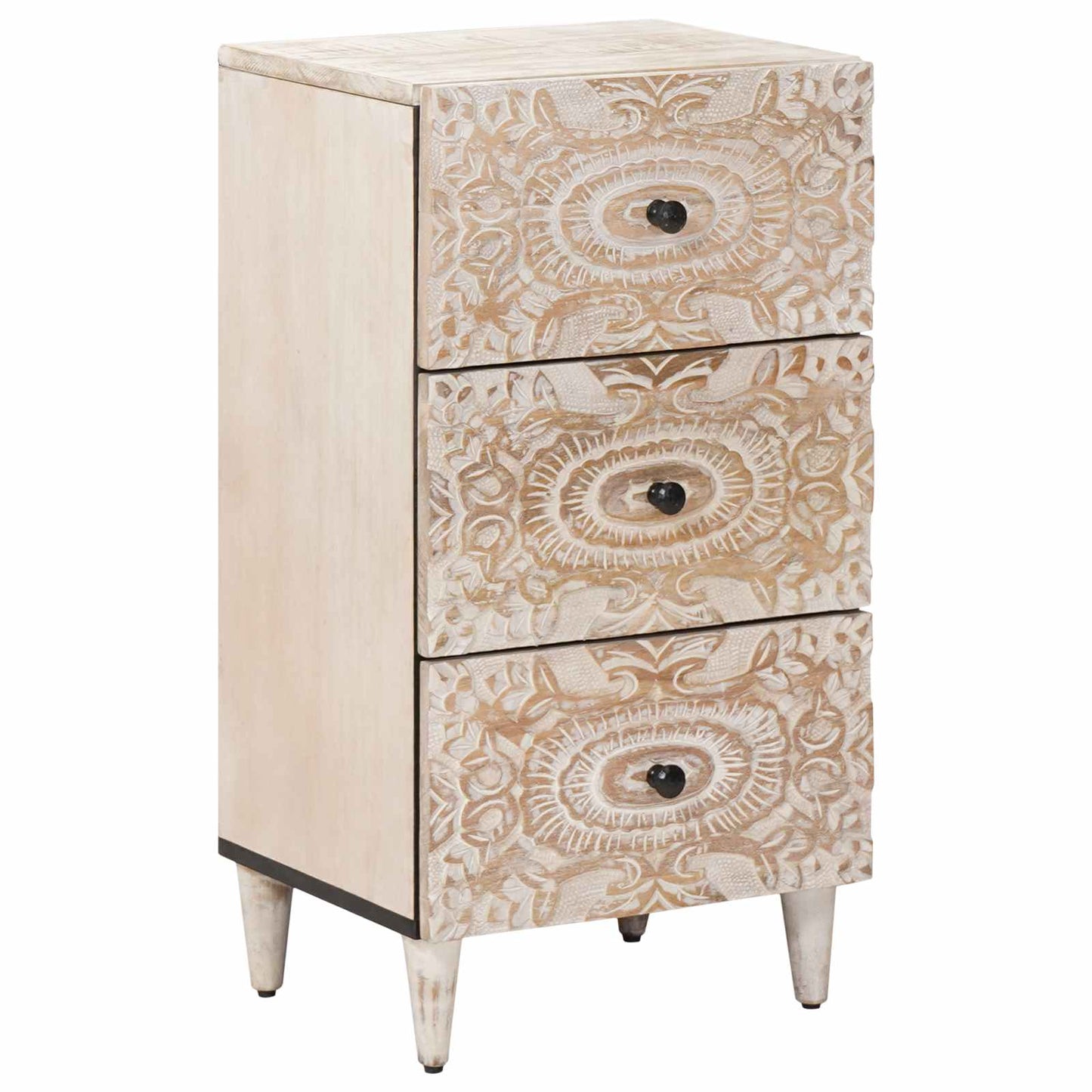 Credenza Bianco 40 x 33,5 x 75 cm Legno di mango massello