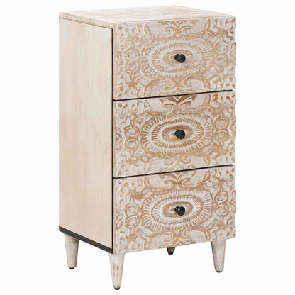 Credenza Bianco 40 x 33,5 x 75 cm Legno di mango massello