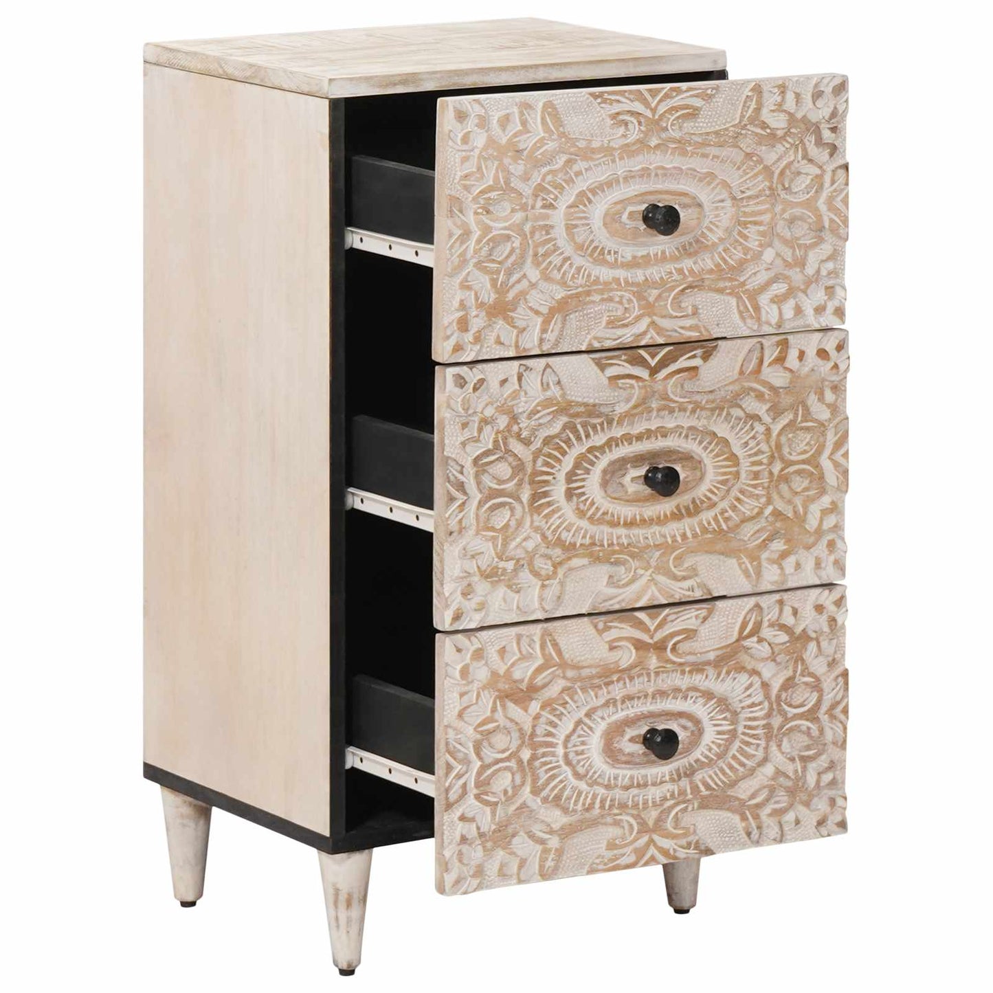 Credenza Bianco 40 x 33,5 x 75 cm Legno di mango massello