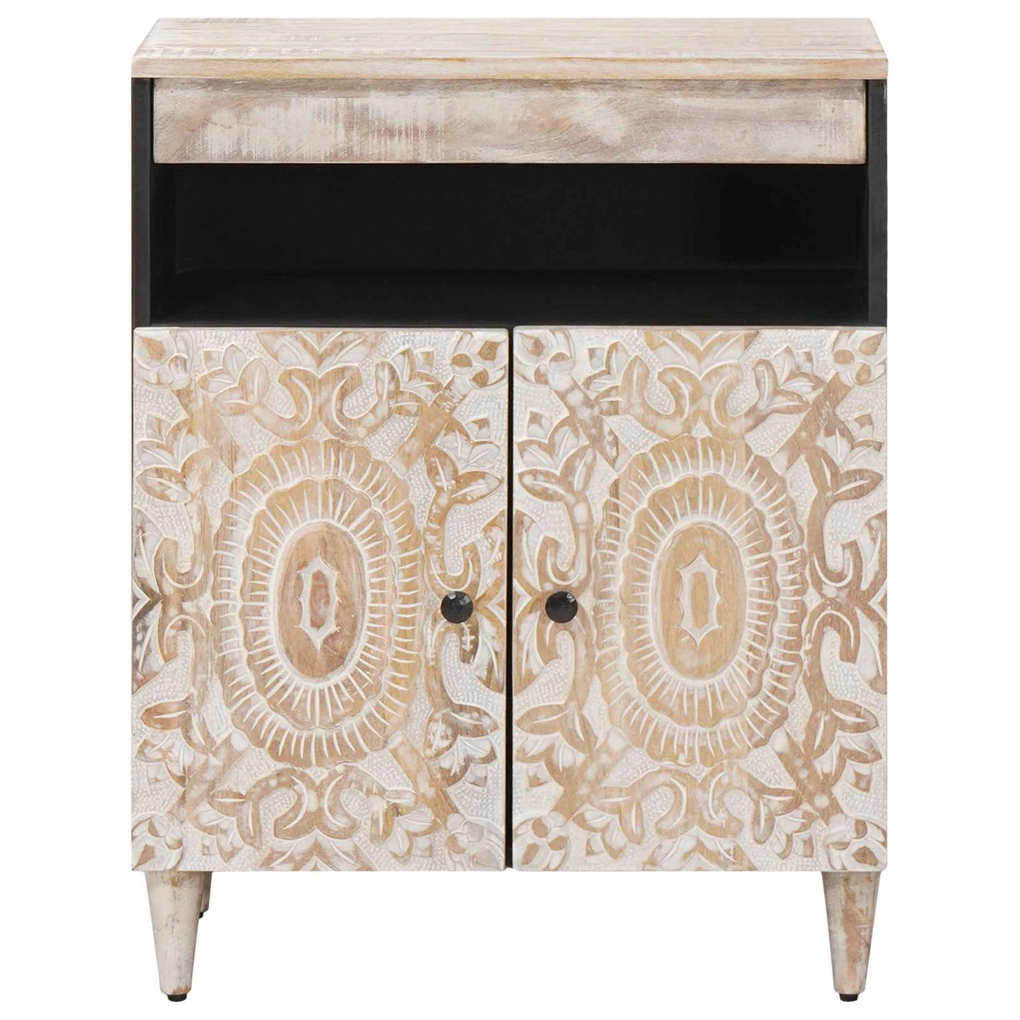 Credenza Bianco 60 x 33,5 x 75 cm Legno di mango massello