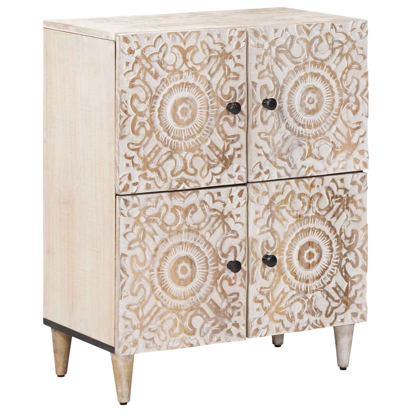 Credenza Bianco 60 x 33,5 x 75 cm Legno di mango massello
