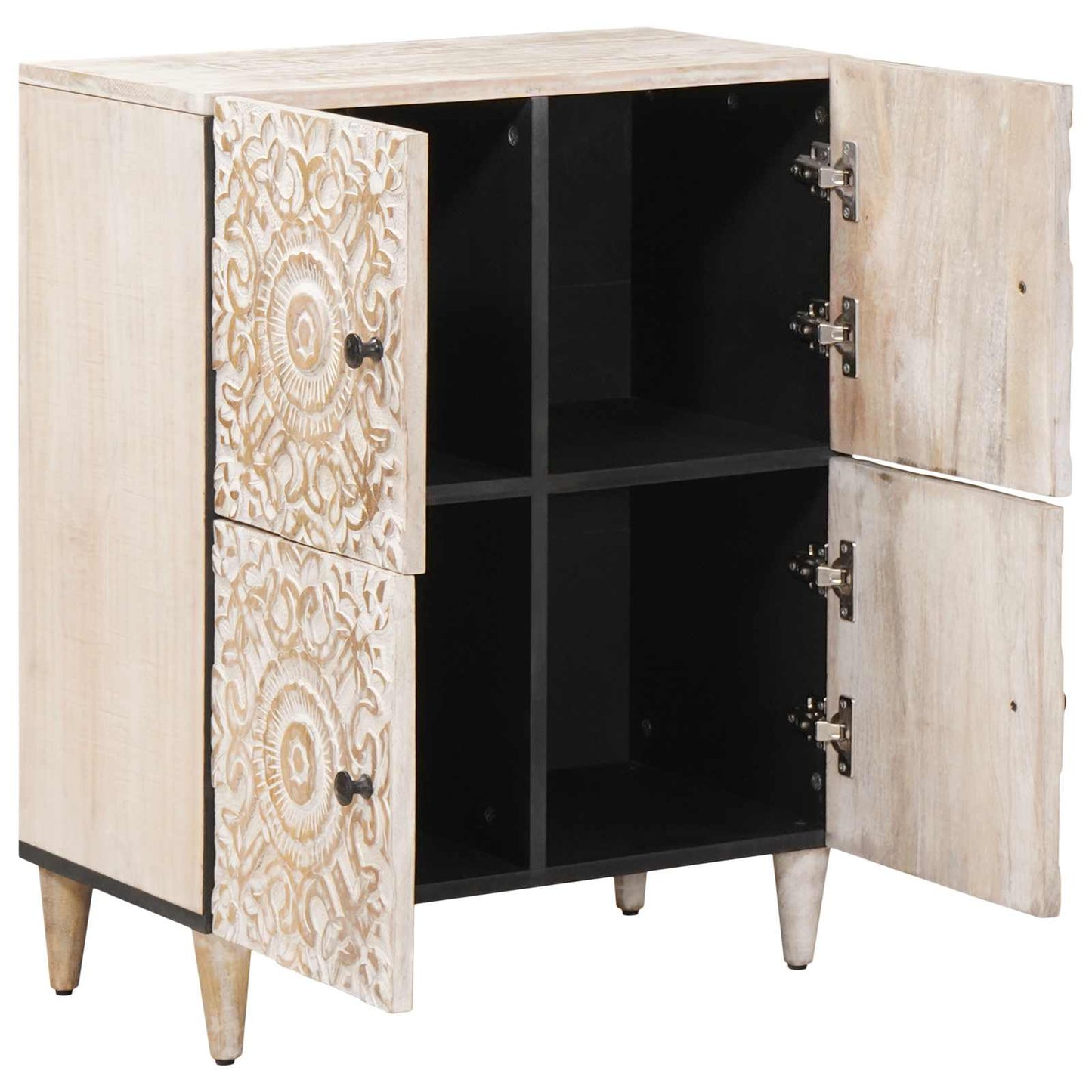 Credenza Bianco 60 x 33,5 x 75 cm Legno di mango massello