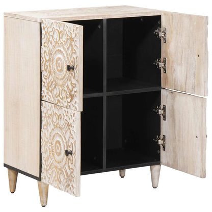 Credenza Bianco 60 x 33,5 x 75 cm Legno di mango massello