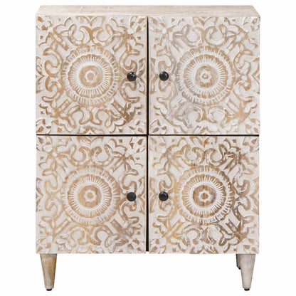 Credenza Bianco 60 x 33,5 x 75 cm Legno di mango massello