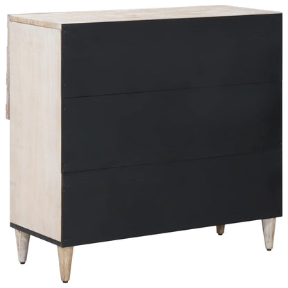 Credenza Bianco 80 x 33,5 x 75 cm Legno di mango massello