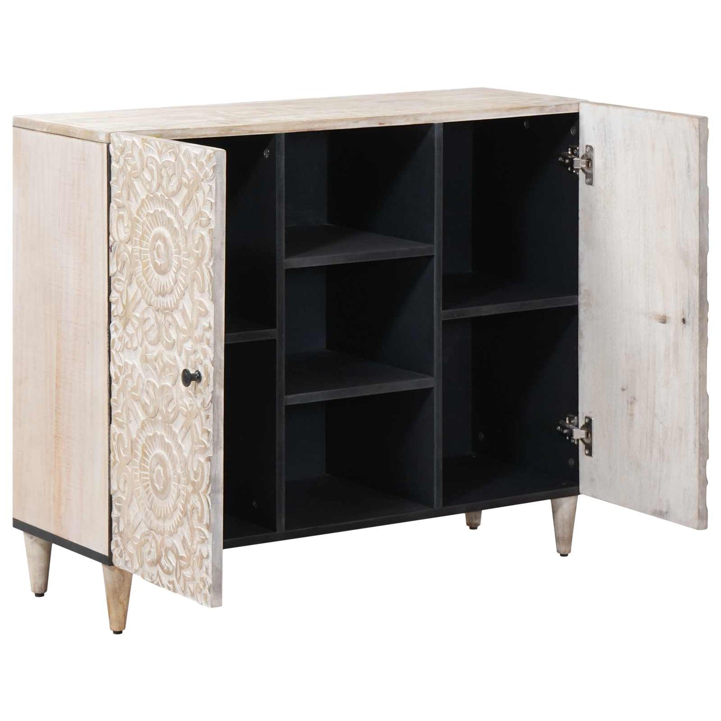 Credenza Bianco 90 x 33,5 x 75 cm Legno di mango massello