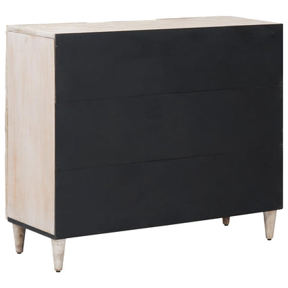 Credenza Bianco 90 x 33,5 x 75 cm Legno di mango massello