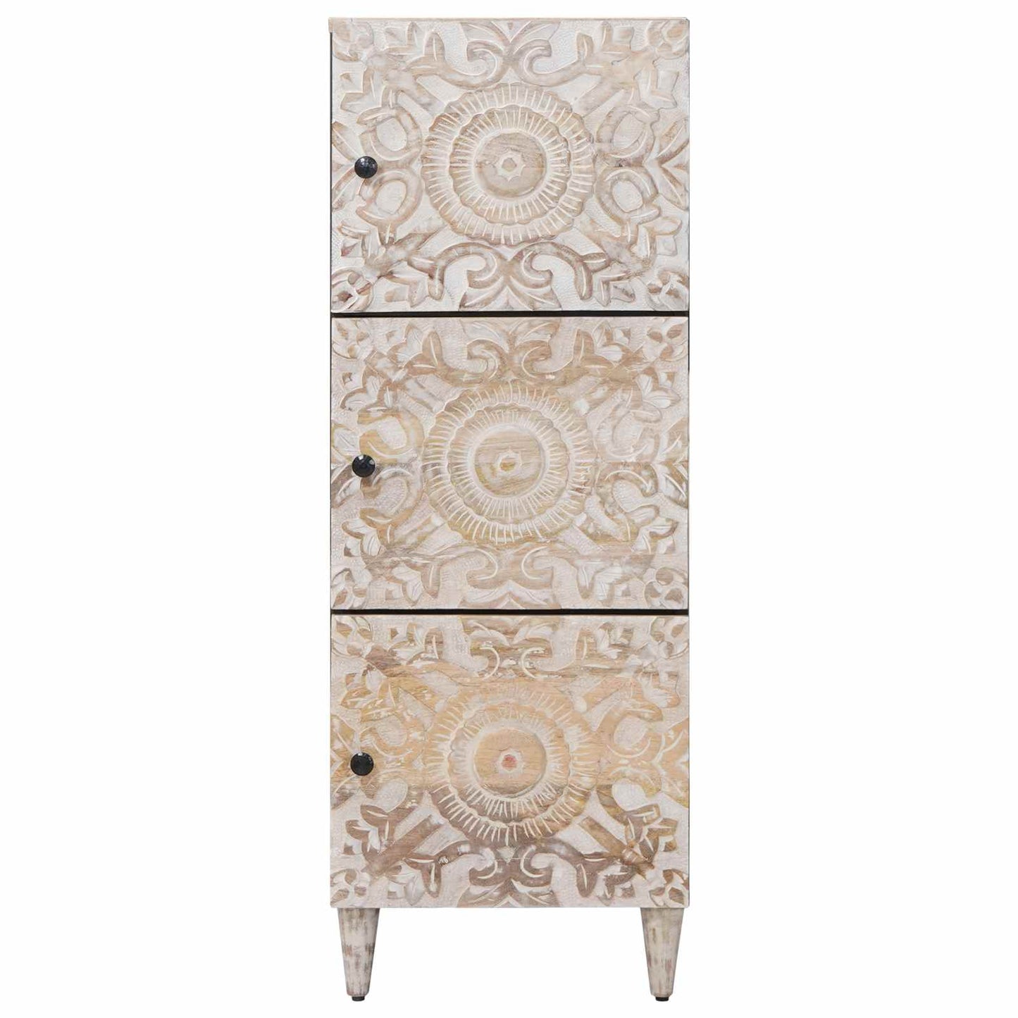 Mobile Alto Bianco 40 x 33,5 x 110 cm Legno di mango massello