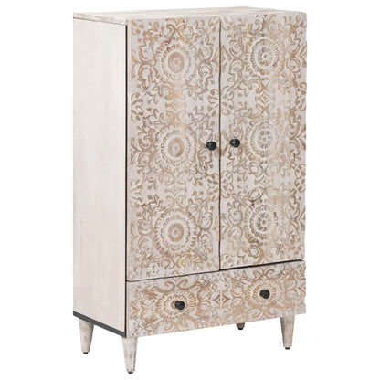 Mobile Alto Bianco 60 x 33,5 x 100 cm Legno di mango massello