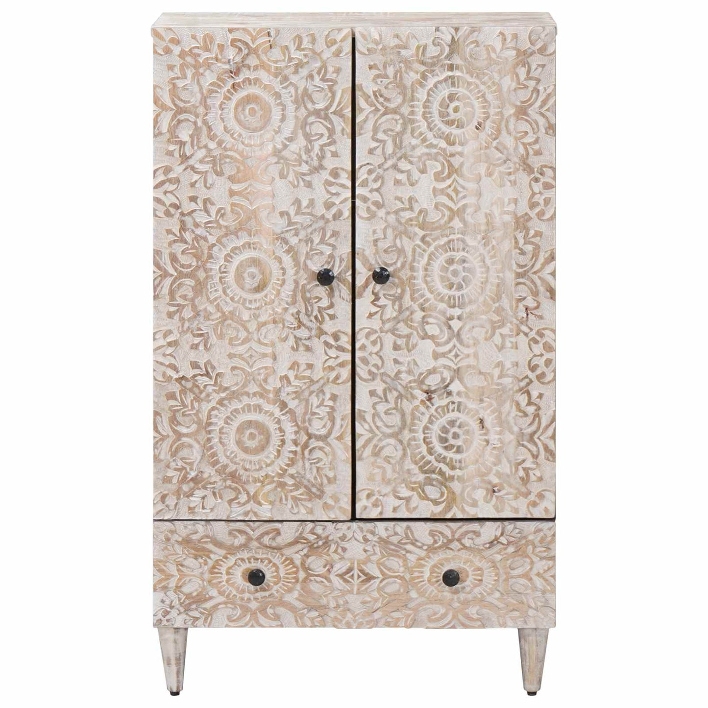 Mobile Alto Bianco 60 x 33,5 x 100 cm Legno di mango massello