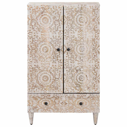 Mobile Alto Bianco 60 x 33,5 x 100 cm Legno di mango massello