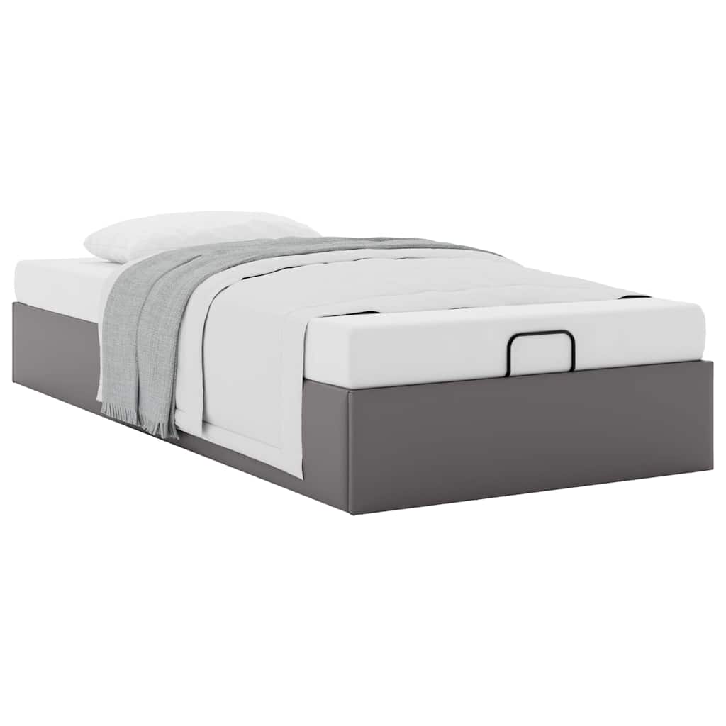 Struttura Letto Pouf senza Materasso Grigio 90x200cm Similpelle
