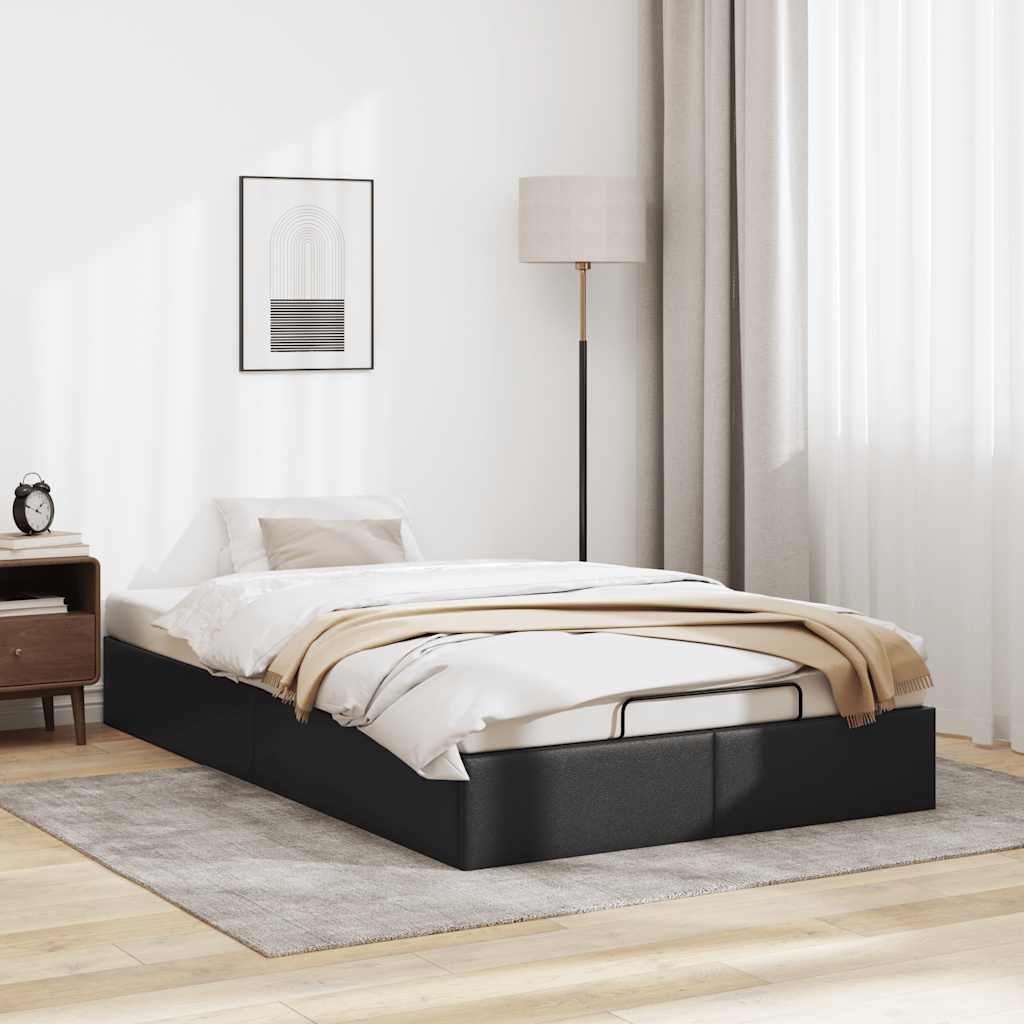 Struttura Letto Pouf senza Materasso Nero 120x200 cm Similpelle