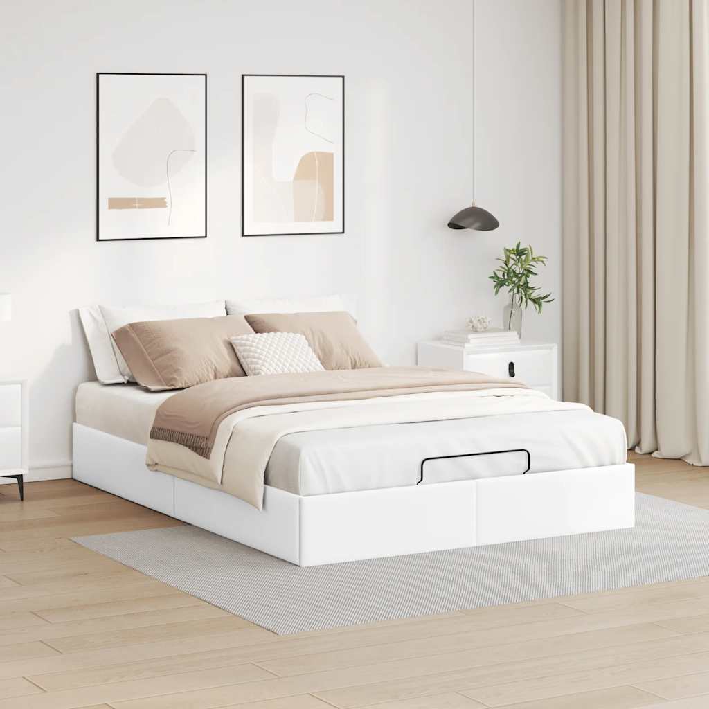 Struttura Letto Pouf senza Materasso Bianco 140x190 cm Similpelle